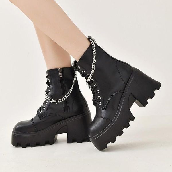 boots women's metal chain mid-heel short thick-soled round toe casual shoes outdoor non-slip lace-up snow, Black
boots women's metal chain mid-heel short thick-soled round toe casual shoes outdoor non-slip lace-up snow, Black