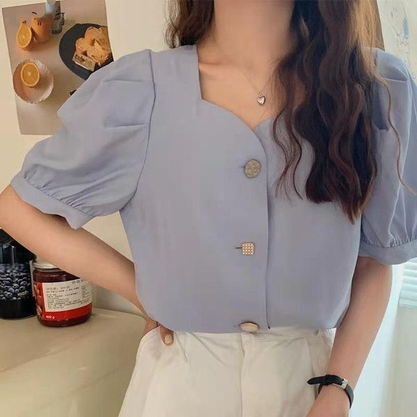 women's blouses & shirts 2021 summer blouse for women fashion puff sleeve korean style retro single breasted design chiffon shirt cool, White
women's blouses & shirts 2021 summer blouse for women fashion puff sleeve korean style retro single breasted design chiffon shirt cool, White