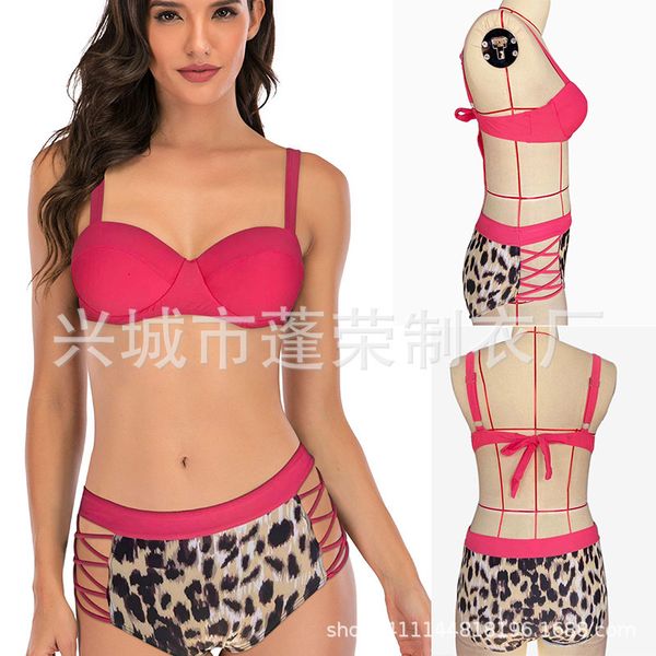 bikini 2021 leopard women's print plain splicing open back swimsuit, Black;white
bikini 2021 leopard women's print plain splicing open back swimsuit, Black;white