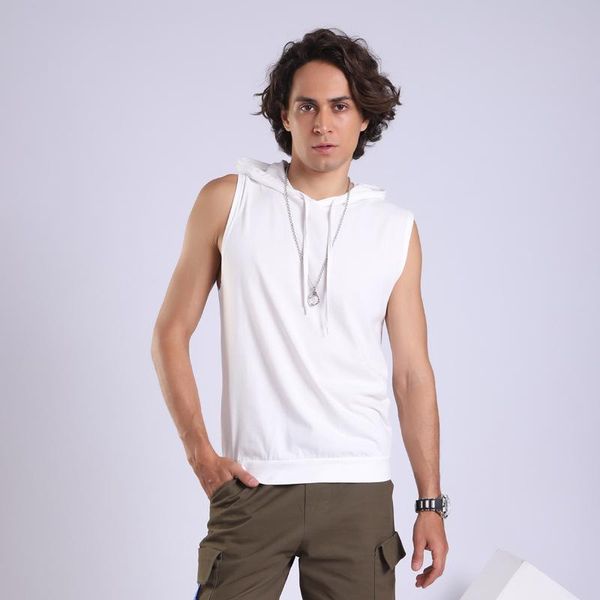 men' tank mrmt 2021 brand large waistcoat hooded sleeveless loose casual solid color sports vest men, White;black
men' tank mrmt 2021 brand large waistcoat hooded sleeveless loose casual solid color sports vest men, White;black