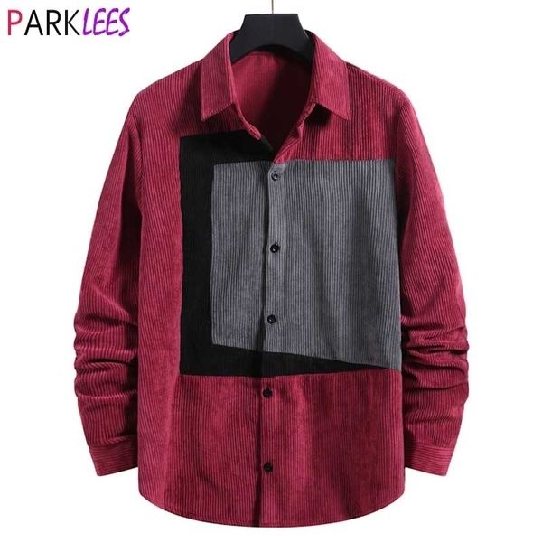 vintage red patchwork corduroy mens dress shirts autumn casual warm easy care shirt men hit color fashion chemise 2xl 210522, White;black
vintage red patchwork corduroy mens dress shirts autumn casual warm easy care shirt men hit color fashion chemise 2xl 210522, White;black