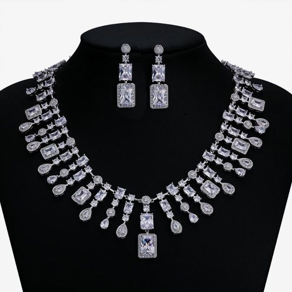 earrings & necklace classic full 5a cubic zirconia bridal wedding earring set women prom party jewelry sets cn10307, Silver
earrings & necklace classic full 5a cubic zirconia bridal wedding earring set women prom party jewelry sets cn10307, Silver