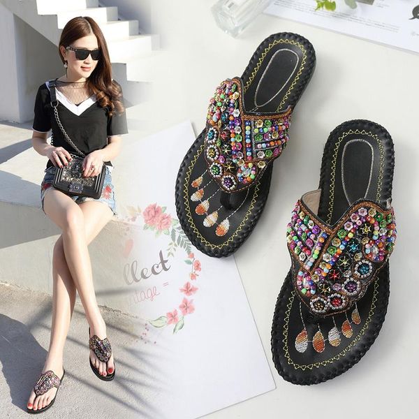 sandals bohemian beach women 2021 fashion ladies slipper beaded flip flop summer shoes flat, Black
sandals bohemian beach women 2021 fashion ladies slipper beaded flip flop summer shoes flat, Black