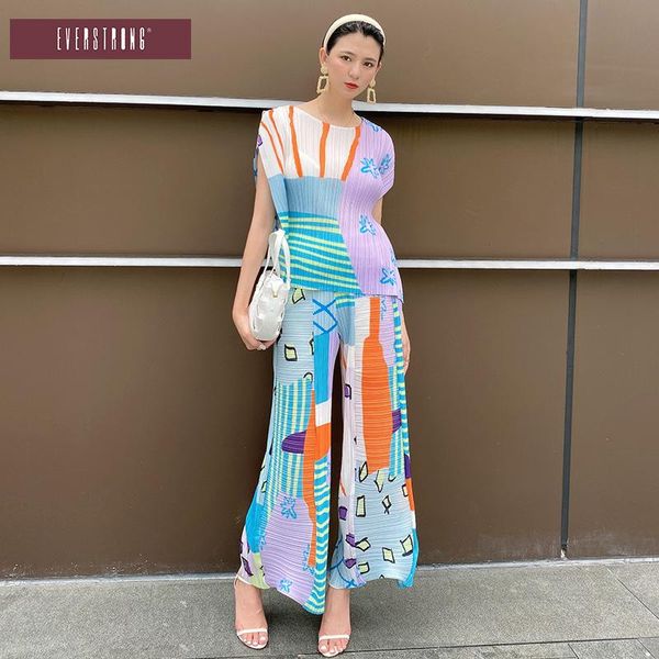 women's two piece pants summer high street miyak pleated print sets fashion loose large size female two-piece suit tide, White
women's two piece pants summer high street miyak pleated print sets fashion loose large size female two-piece suit tide, White