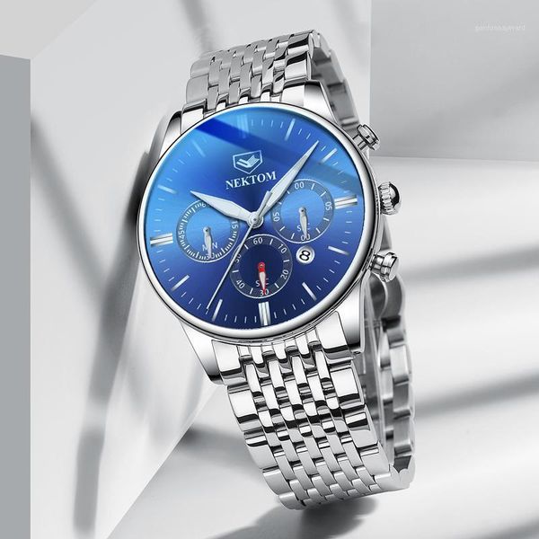 wristwatches nektom men watches stainless steel blue waterproof quartz watch fashion chronograph male business, Slivery;brown
wristwatches nektom men watches stainless steel blue waterproof quartz watch fashion chronograph male business, Slivery;brown