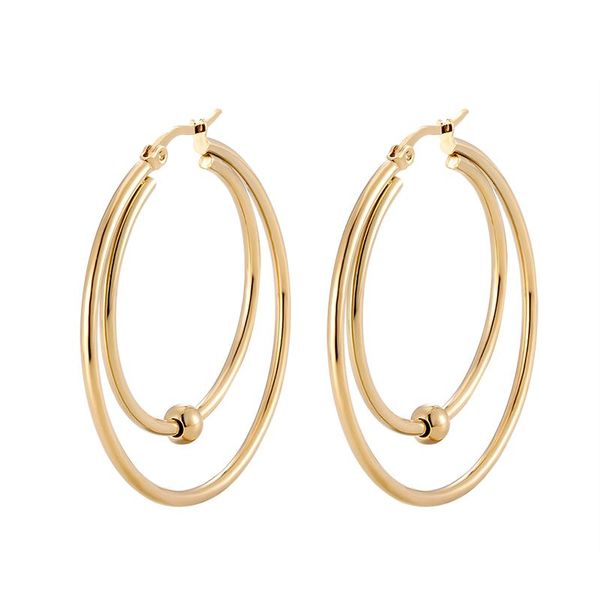 hoop & huggie fashion stainless steel earrings woman 2 rows of ear rings girl beaded party simplicity the year gift present, Golden;silver
hoop & huggie fashion stainless steel earrings woman 2 rows of ear rings girl beaded party simplicity the year gift present, Golden;silver