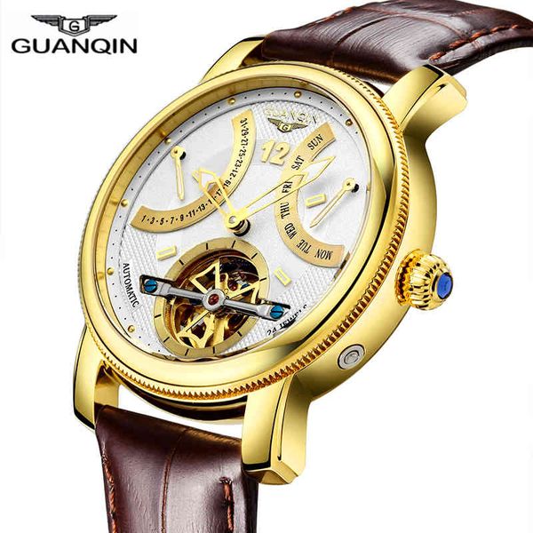 guanqin 2021 mechanical automatic clock waterproof gold brand luxury men's tours week month display, Slivery;brown
guanqin 2021 mechanical automatic clock waterproof gold brand luxury men's tours week month display, Slivery;brown