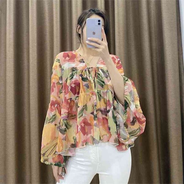 summer women's casual flower print long-sleeved loose stitching shirt 210430, White
summer women's casual flower print long-sleeved loose stitching shirt 210430, White