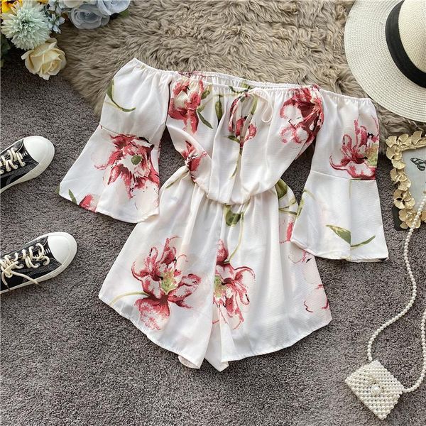 women's jumpsuits & rompers flare sleeve slash word shoulder tube jumpsuit 2021 summer sea beach style floral print holdiay women rompe, Black;white
women's jumpsuits & rompers flare sleeve slash word shoulder tube jumpsuit 2021 summer sea beach style floral print holdiay women rompe, Black;white