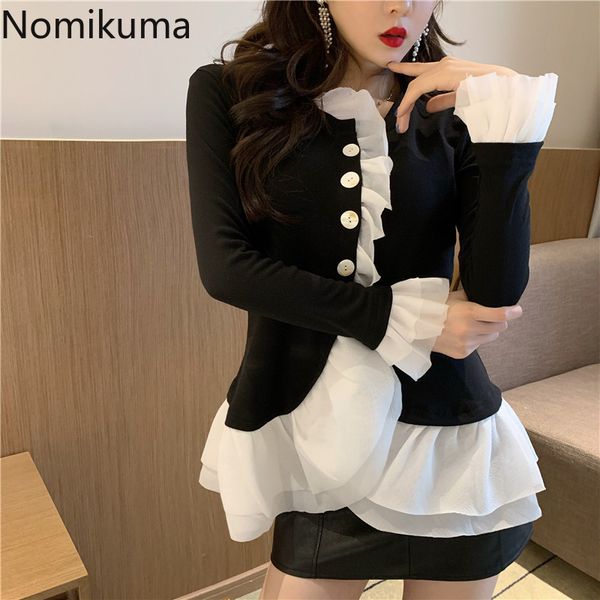 nomikuma contrast color patchwork elegant shirts ruffle single breasted long sleeve all-match blouse high street blusas 3d659 210514, White
nomikuma contrast color patchwork elegant shirts ruffle single breasted long sleeve all-match blouse high street blusas 3d659 210514, White