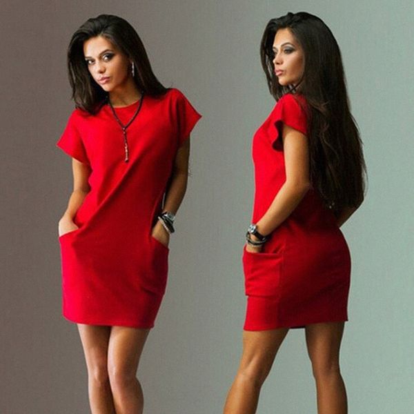 female dress vestidos summer for women casual short sleeve o neck mini dress pocket loose casual female b7tw#, White;black
female dress vestidos summer for women casual short sleeve o neck mini dress pocket loose casual female b7tw#, White;black
