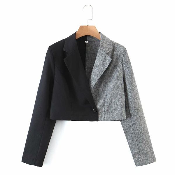 women's suits & blazers 2021 europe and the united states spring suit collar a buckle stitching hit color waist solid girl, White;black
women's suits & blazers 2021 europe and the united states spring suit collar a buckle stitching hit color waist solid girl, White;black