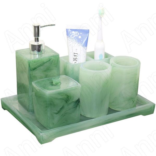 bath accessory set jade green resin shower accessories european modern restroom toothbrush holder five piece bathroom decoration
bath accessory set jade green resin shower accessories european modern restroom toothbrush holder five piece bathroom decoration