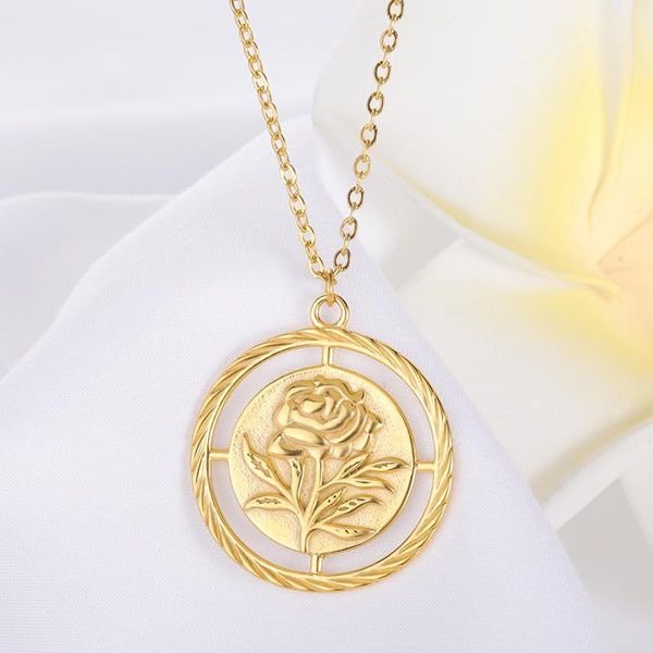 pendant necklaces 2021 gold rose flower round embossment necklace for women stainless steel circular vintage couple choker jewelry gifts, Silver
pendant necklaces 2021 gold rose flower round embossment necklace for women stainless steel circular vintage couple choker jewelry gifts, Silver