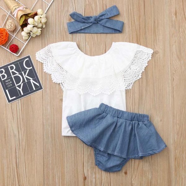 3pcs baby girl clothes born girls outfit lace ruffled demin shorts dress+headband summer set infant clothing@40 clothing sets, White
3pcs baby girl clothes born girls outfit lace ruffled demin shorts dress+headband summer set infant clothing@40 clothing sets, White