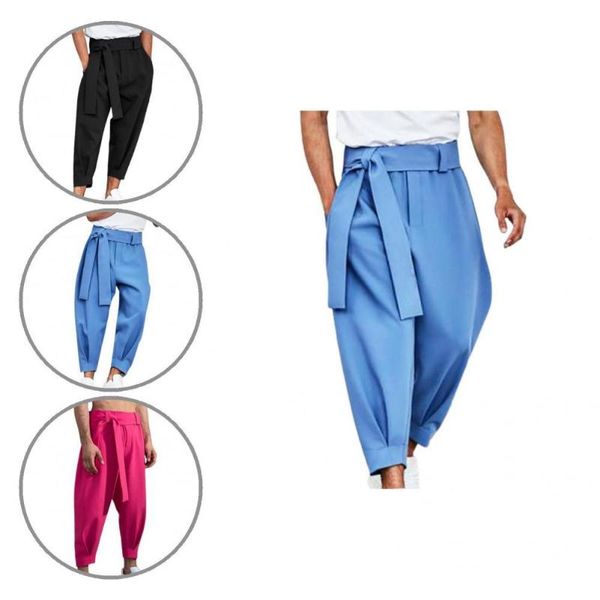 men's pants male trousers mid waist pockets lace-up solid color loose sweatpants, Black
men's pants male trousers mid waist pockets lace-up solid color loose sweatpants, Black