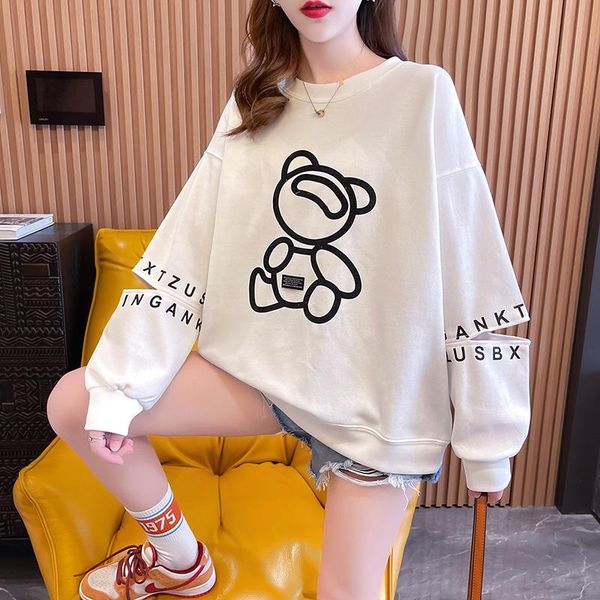 women's hoodies & sweatshirts 2021 autumn spring women cartoon bear print sweatwear korean style female o-neck loose large pullover clo, Black
women's hoodies & sweatshirts 2021 autumn spring women cartoon bear print sweatwear korean style female o-neck loose large pullover clo, Black