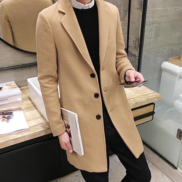 men's wool & blends plus size men solid color long sleeve lapel collar buttons woolen trench coat, Black
men's wool & blends plus size men solid color long sleeve lapel collar buttons woolen trench coat, Black