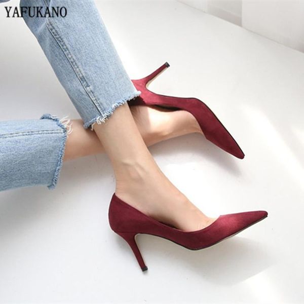 dress shoes white high heels 2021 brand design elegant pointed toe pumps thin heel flock office party wedding plus size 31 32 41, Black
dress shoes white high heels 2021 brand design elegant pointed toe pumps thin heel flock office party wedding plus size 31 32 41, Black