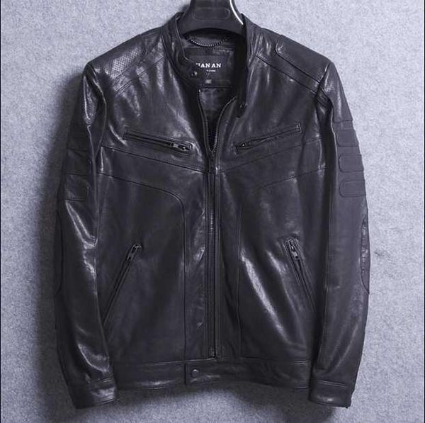 men's leather & faux youth genuine jacket short sheep skin stand collar coat fashion thin motorcycle, Black
men's leather & faux youth genuine jacket short sheep skin stand collar coat fashion thin motorcycle, Black