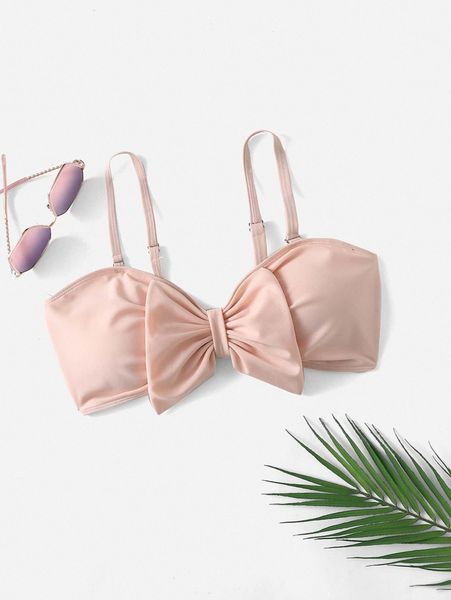 plus bow front bikini i1yj#, Black