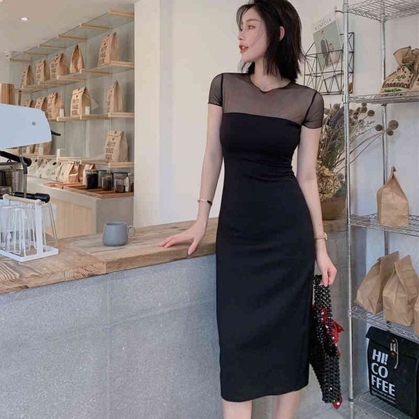 arrival fashion summer midi girl's party stylish temperament neck perspective slim dress, Black;gray
arrival fashion summer midi girl's party stylish temperament neck perspective slim dress, Black;gray