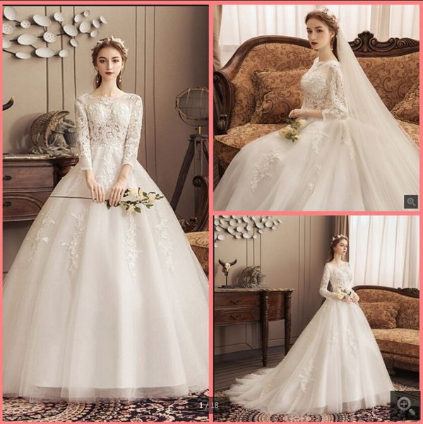 robe de mariage lace appliques ball gown wedding dress 3/4 sleeve modest beaded princess bride dresses puffy vintage muslim women bridal gow, White
robe de mariage lace appliques ball gown wedding dress 3/4 sleeve modest beaded princess bride dresses puffy vintage muslim women bridal gow, White