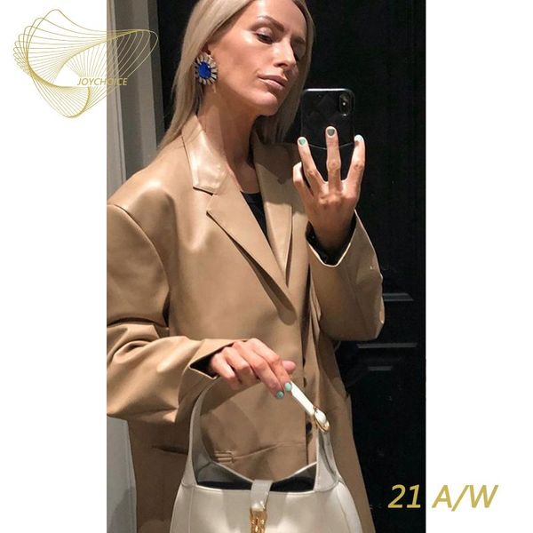 women's suits & blazers joychoice 21a/w women solid color commute single-breasted pu leather coat, White;black
women's suits & blazers joychoice 21a/w women solid color commute single-breasted pu leather coat, White;black