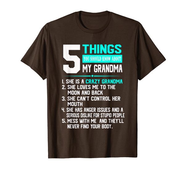 5 things you should know about my grandma tshirt for boys, White;black