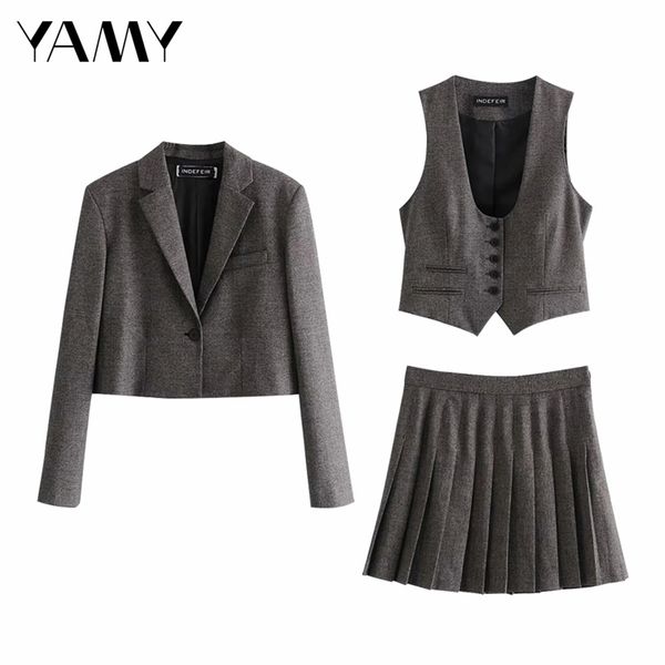 za winter latest plaid short casual suit blazer college style retro gray woman jacket office lady women 211019, White;black
za winter latest plaid short casual suit blazer college style retro gray woman jacket office lady women 211019, White;black