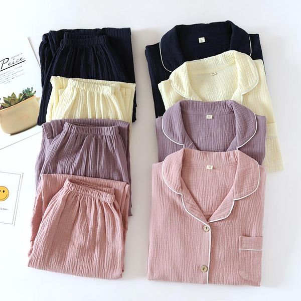 women & men autumn long sleeve pajamas set soft gauze crepe cotton comfortable breathable couples pajama home clothes loungewear men's, Black;brown
women & men autumn long sleeve pajamas set soft gauze crepe cotton comfortable breathable couples pajama home clothes loungewear men's, Black;brown
