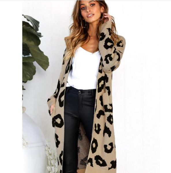 women's sweaters 2021 long cardigan sweater women leopard printed harajuku autumn sleeve knitwear female mujer, White;black
women's sweaters 2021 long cardigan sweater women leopard printed harajuku autumn sleeve knitwear female mujer, White;black