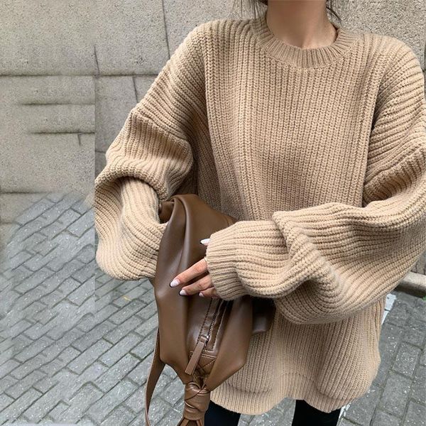 women's sweaters women knit sweater round neck loose pullover casual oversize solid color dress female jumper 2021 autumn winter, White;black
women's sweaters women knit sweater round neck loose pullover casual oversize solid color dress female jumper 2021 autumn winter, White;black