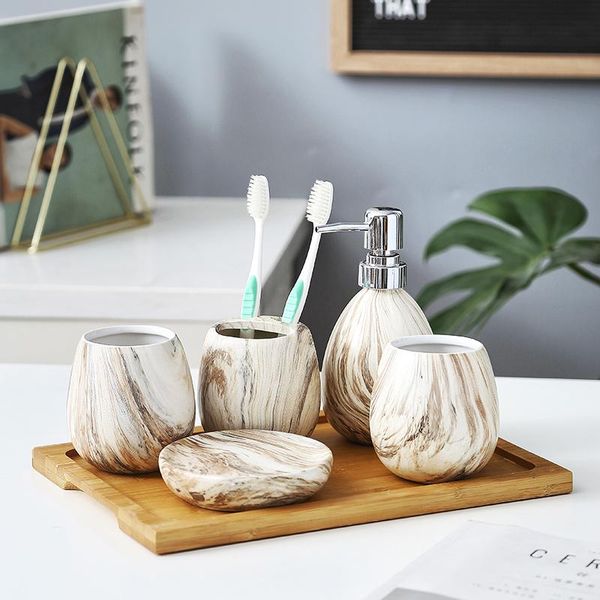 ceramic bathroom 6/piece set household lotion bottle wash cup toothbrush soap dish wooden tray el decoration bath accessory
ceramic bathroom 6/piece set household lotion bottle wash cup toothbrush soap dish wooden tray el decoration bath accessory