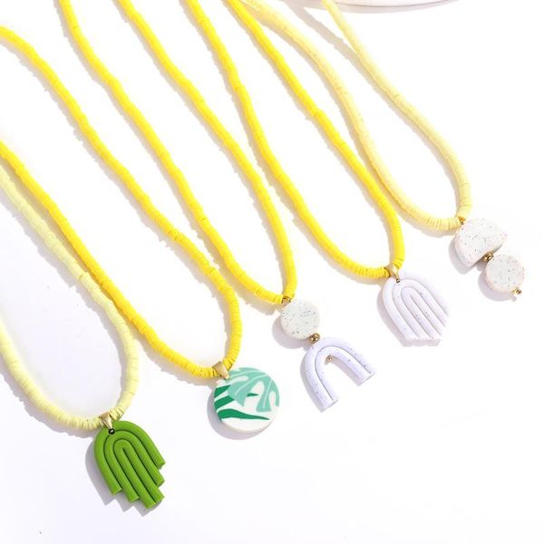pendant necklaces aensoa 2021 irregular polymer clay necklace for women colorful surfer bead geometric disc choker statement jewelry, Silver
pendant necklaces aensoa 2021 irregular polymer clay necklace for women colorful surfer bead geometric disc choker statement jewelry, Silver