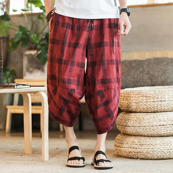 men's shorts summer men cotton linen capris plaid casual beach pants harlem large knickerbockers, White;black
men's shorts summer men cotton linen capris plaid casual beach pants harlem large knickerbockers, White;black