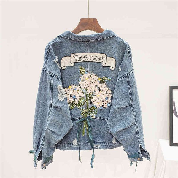 women's jackets fashion embroidery holes denim women student outerwear harajuku big size loose long sleeve short jeans coat female, Black;brown
women's jackets fashion embroidery holes denim women student outerwear harajuku big size loose long sleeve short jeans coat female, Black;brown