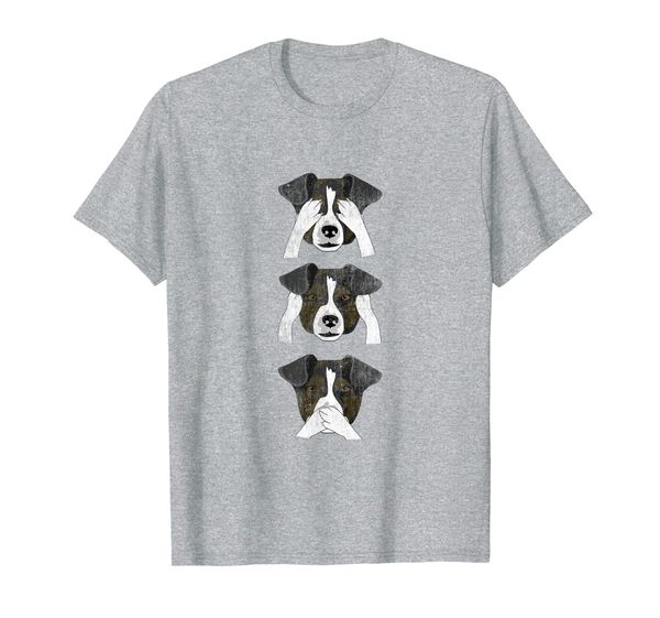 dog see hear speak no evil t-shirt, White;black 
dog see hear speak no evil t-shirt, White;black