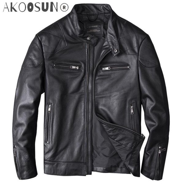 women's leather & faux men's real jackets motorycycle coat cow genuine slim fit jacket for male, Black
women's leather & faux men's real jackets motorycycle coat cow genuine slim fit jacket for male, Black