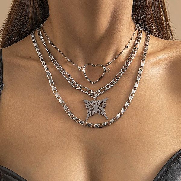 pendant necklaces punk gothic thick chain hollow heart butterfly women multilayer geometric chains necklace colar jewelry gift, Silver
pendant necklaces punk gothic thick chain hollow heart butterfly women multilayer geometric chains necklace colar jewelry gift, Silver
