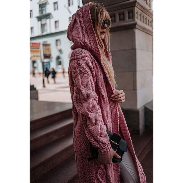 women's wool & blends 2021 european and american autumn winter pure color hoodie long cardigan sweater ma hua woman, Black
women's wool & blends 2021 european and american autumn winter pure color hoodie long cardigan sweater ma hua woman, Black