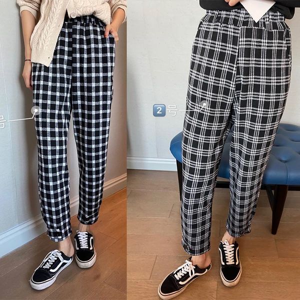 550g cashmere reinforced checked pants 2021 winter wear british style woolen elasticated small foot straight wom women's & capris, Black;white
550g cashmere reinforced checked pants 2021 winter wear british style woolen elasticated small foot straight wom women's & capris, Black;white