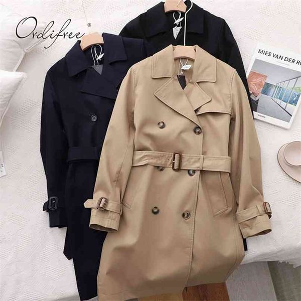 autumn women trench coat double breasted elegant office lady belted long casual outwear overcoat 210513, Tan;black
autumn women trench coat double breasted elegant office lady belted long casual outwear overcoat 210513, Tan;black