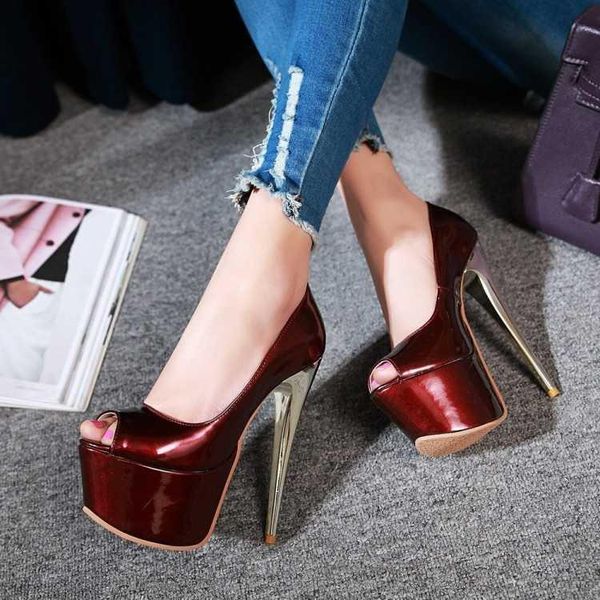dress shoes single women's fish mouth thin high heels waterproof platform large, Black
dress shoes single women's fish mouth thin high heels waterproof platform large, Black