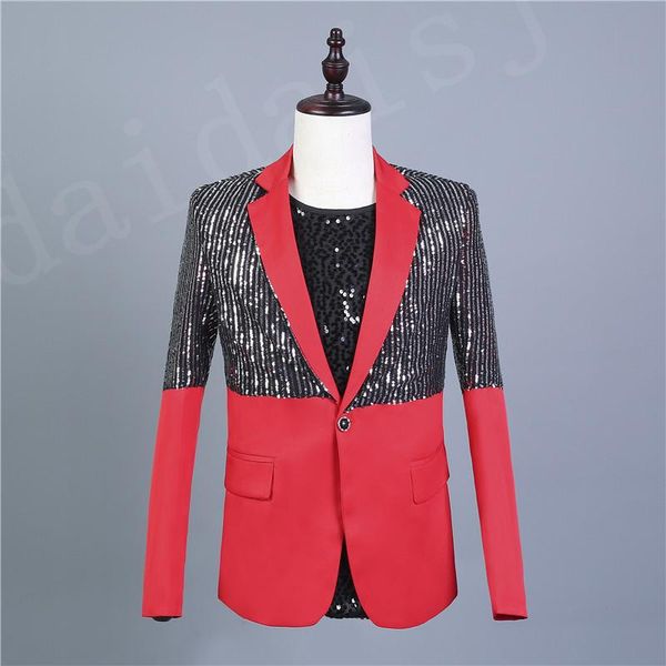 men's suits & blazers ferner 2021 style shiny sequin stitching blazer jacket men nightclub prom suit costume homme stage clothes for si, White;black
men's suits & blazers ferner 2021 style shiny sequin stitching blazer jacket men nightclub prom suit costume homme stage clothes for si, White;black