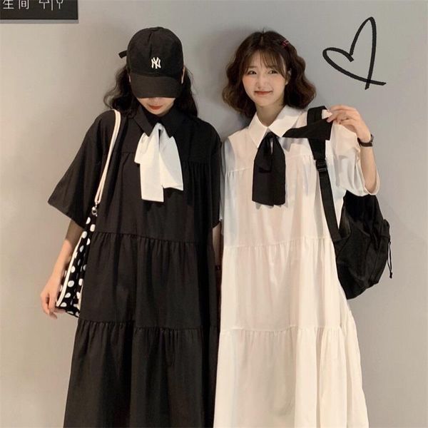 dress women black loose bowknot fashion beach plus size female preppy student korea bow length a-line casual dresses, Black;gray
dress women black loose bowknot fashion beach plus size female preppy student korea bow length a-line casual dresses, Black;gray