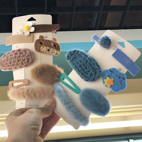 hair accessories eight-piece set of autumn plush loop wool knitted hairpin 8-piece winter girl exquisite, Slivery;white 
hair accessories eight-piece set of autumn plush loop wool knitted hairpin 8-piece winter girl exquisite, Slivery;white