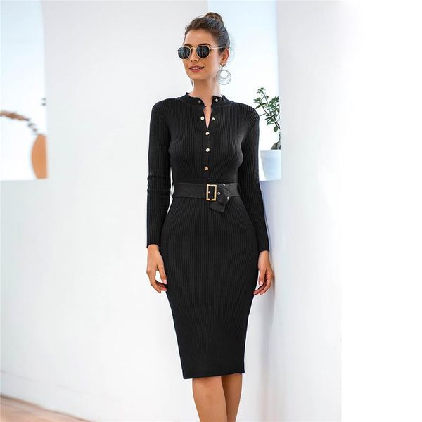casual dresses autumn winter 2021 knit for women korean fashion single breasted slim warp hip black elegant midi dress with belt, Black;gray
casual dresses autumn winter 2021 knit for women korean fashion single breasted slim warp hip black elegant midi dress with belt, Black;gray