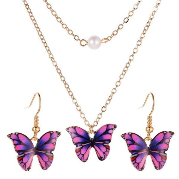 earrings & necklace vivid butterfly blue pink purple golden chain hook dangle earring pendant alloy jewelry sets for women, Silver
earrings & necklace vivid butterfly blue pink purple golden chain hook dangle earring pendant alloy jewelry sets for women, Silver