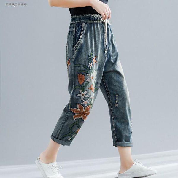 women's jeans vintage flower embroidery bf capris woman summer 2021 streetwear loose elastic waist retro denim pencil pants jean femme, Blue
women's jeans vintage flower embroidery bf capris woman summer 2021 streetwear loose elastic waist retro denim pencil pants jean femme, Blue
